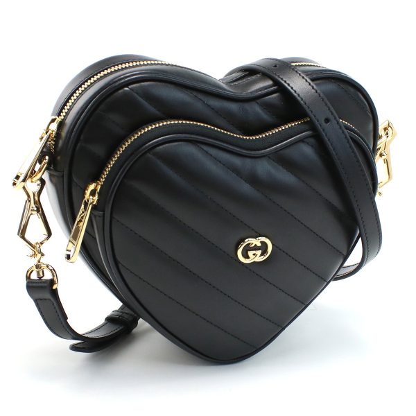 guc751628011 1 GUCCI Interlocking G Heart Shoulder Bag Leather Black