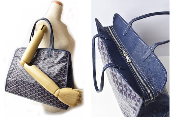 gy 19 002 2 Goyard herringbone bag blue marine