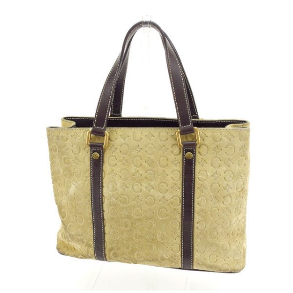 h315 Celine Shoulder Bag Old Macadam Pattern PVC Beige