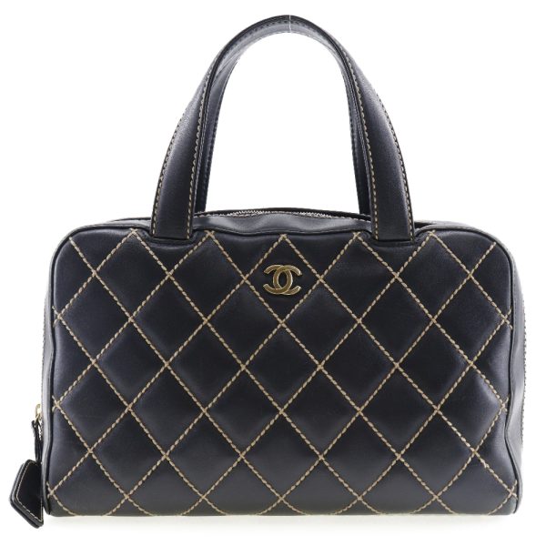 i171823347 1 CHANEL Wild Stitch Handbag Mini Boston Calf Black