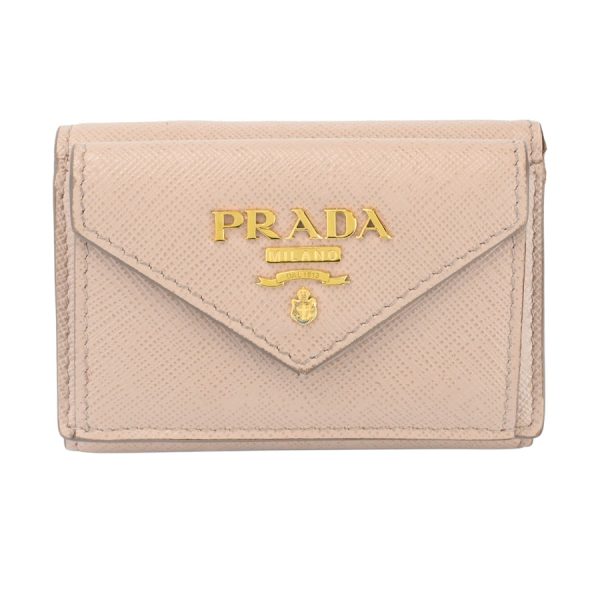 i360315 07 01 Prada Saffiano Multicolor Trifold Wallet Beige Red