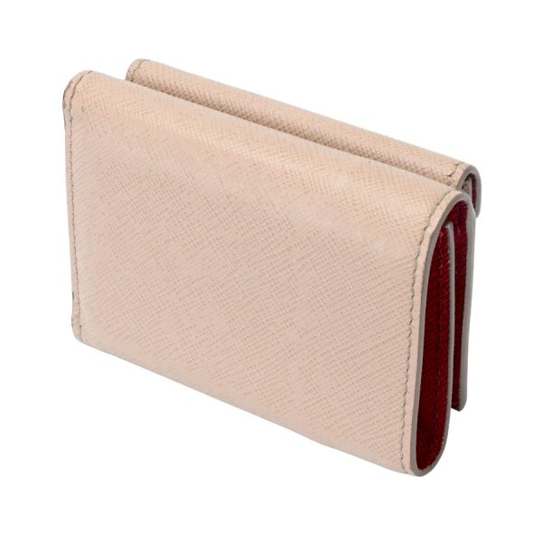 i360315 07 06 Prada Saffiano Multicolor Trifold Wallet Beige Red