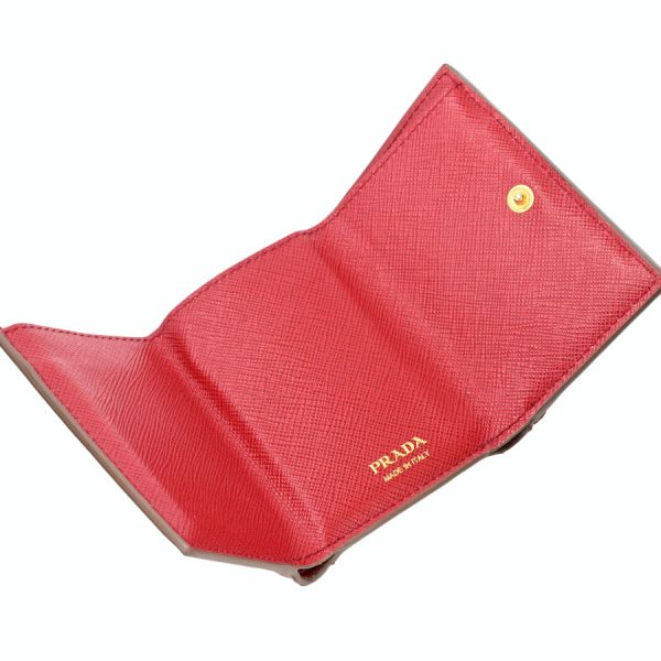 i360315 07 08 Prada Saffiano Multicolor Trifold Wallet Beige Red