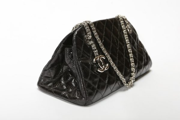 img60786370 Chanel Chain Bag Python Black