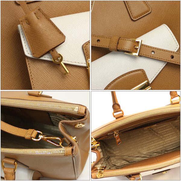 img61789171 Prada 2way Hand Shoulder Bag Brown X White