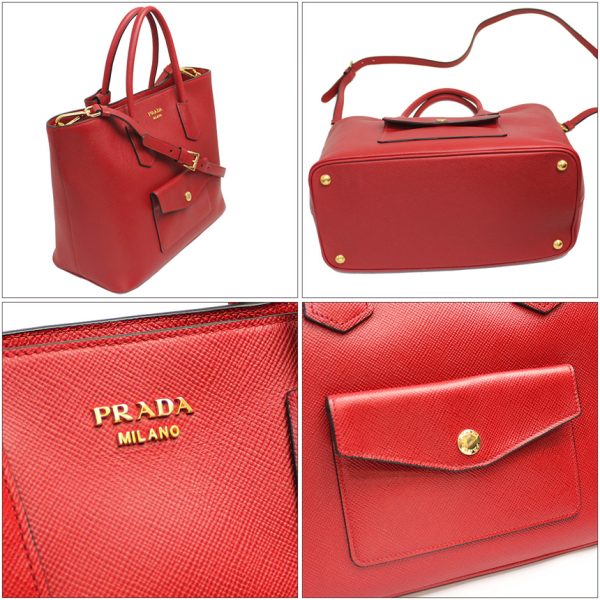 img61789182 Prada 2way Hand Shoulder Bag Leather Red