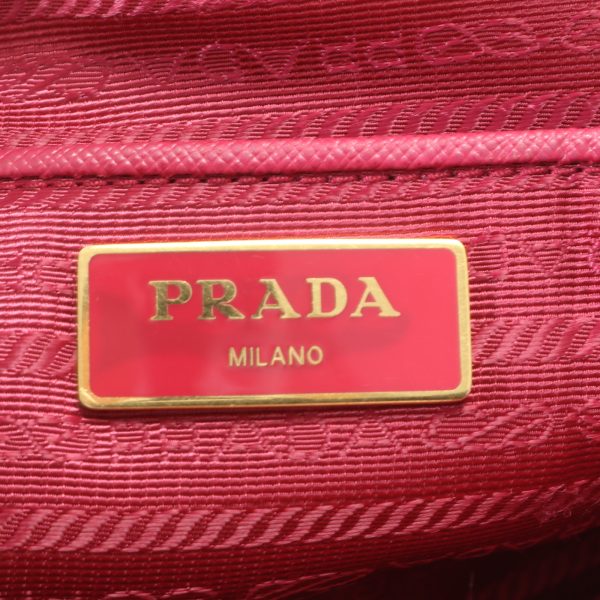 img 01626846 Prada Tessuto Nylon Saffiano Leather Triangle Logo Handbag Pink