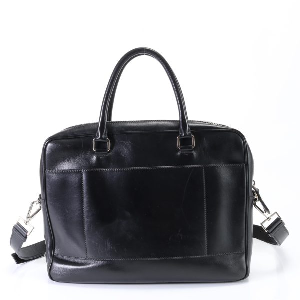 img 01634518 Prada Triangle Logo Business Bag Leather Black