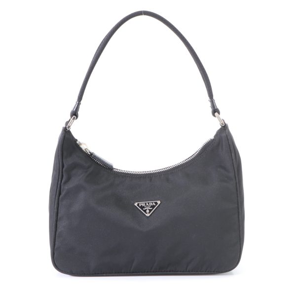 img 01641184 Prada Tessuto Nylon Triangle Logo Handbag Tote Top Handle Shoulder Black