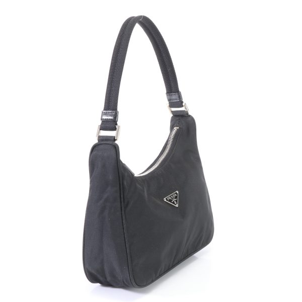 img 01641186 Prada Tessuto Nylon Triangle Logo Handbag Tote Top Handle Shoulder Black