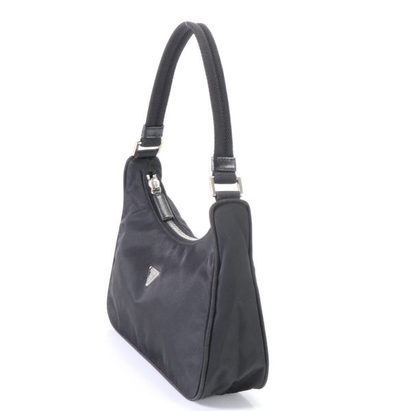 img 01641188 Prada Tessuto Nylon Triangle Logo Handbag Tote Top Handle Shoulder Black