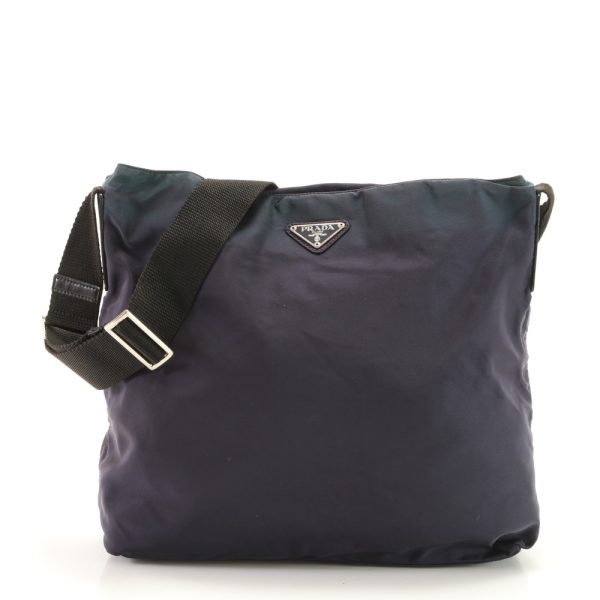 img 01671219 Prada Tessuto Nylon Triangle Logo Shoulder Bag Navy