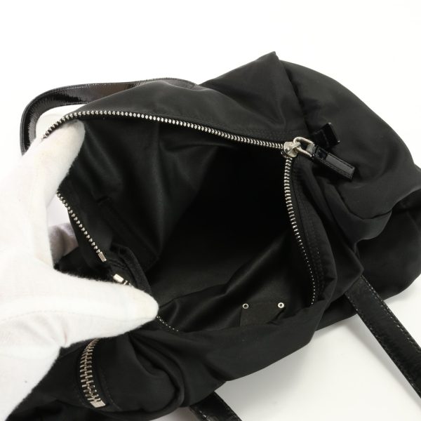 img 01684428 Prada Tessuto Nylon Mini Boston Triangle Logo Handbag Black