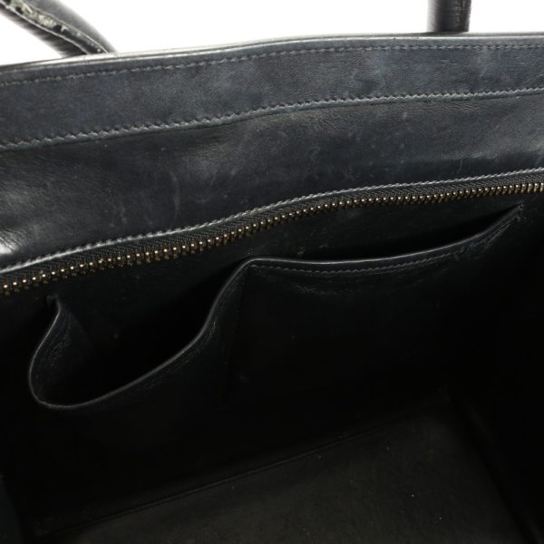 img 01686109 Celine Luggage Micro Shopper Leather Canvas Tote Top Handle black