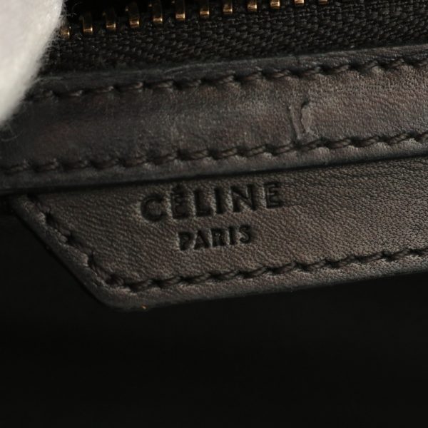 img 01686113 Celine Luggage Micro Shopper Leather Canvas Tote Top Handle black