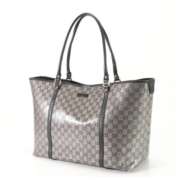 img 01687130 Gucci GG Crystal Leather Tote Bag Bronze Black