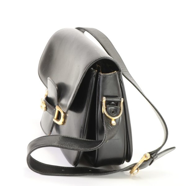 img 01687341 Vintage Celine Horse Carriage Leather Shoulder Bag Black