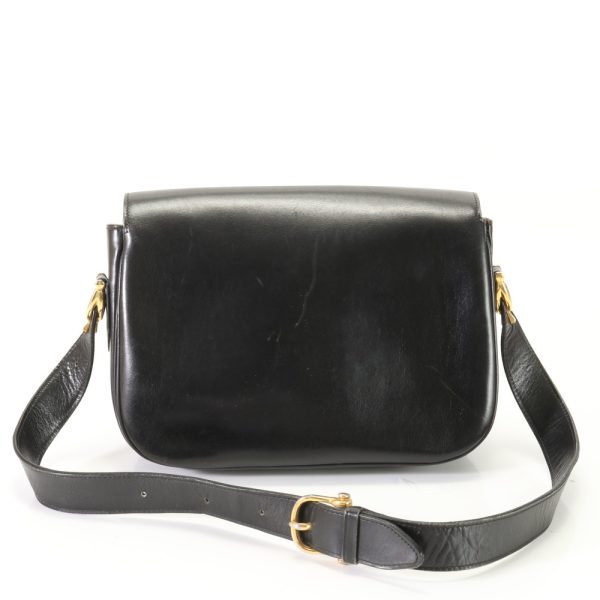 img 01687343 Vintage Celine Horse Carriage Leather Shoulder Bag Black