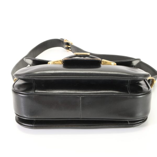 img 01687345 Vintage Celine Horse Carriage Leather Shoulder Bag Black