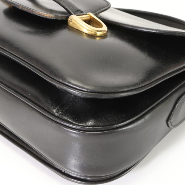 img 01687346 Vintage Celine Horse Carriage Leather Shoulder Bag Black