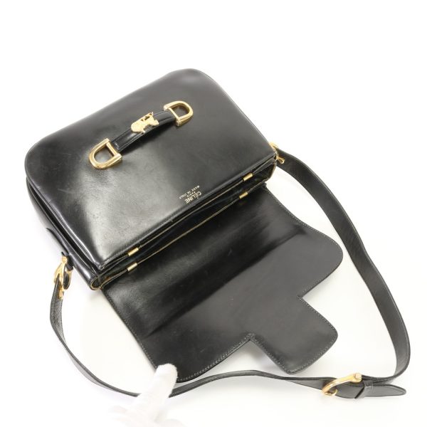 img 01687349 Vintage Celine Horse Carriage Leather Shoulder Bag Black