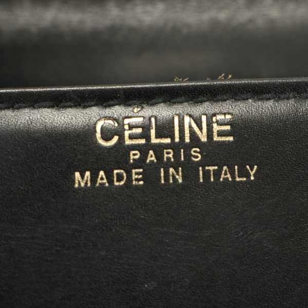 img 01687352 Vintage Celine Horse Carriage Leather Shoulder Bag Black