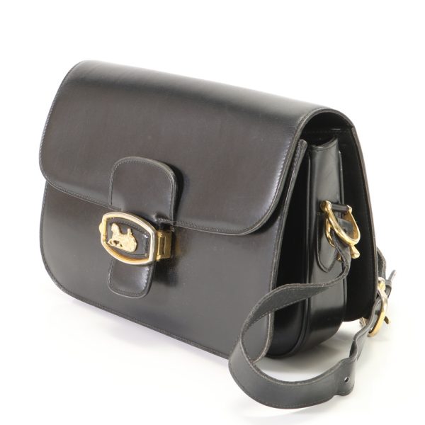 img 01687371 Vintage Celine Horse Carriage Leather Shoulder Bag Black