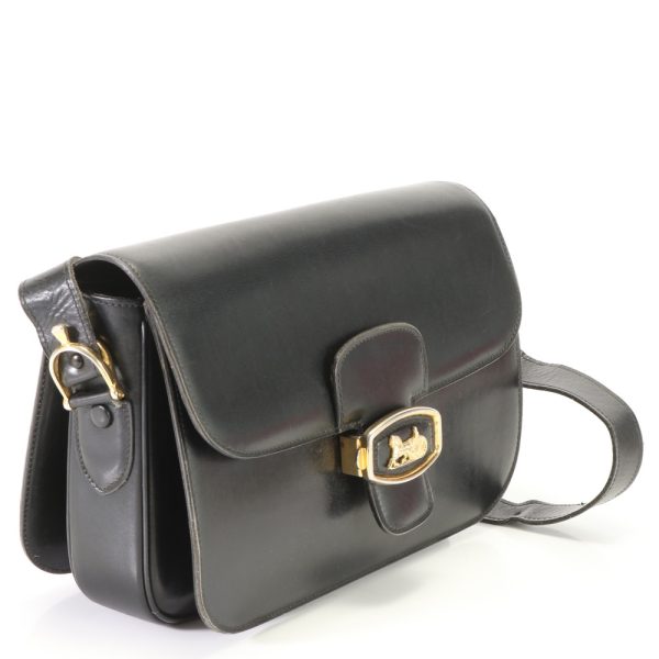 img 01687372 Vintage Celine Horse Carriage Leather Shoulder Bag Black