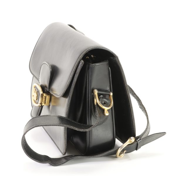 img 01687373 Vintage Celine Horse Carriage Leather Shoulder Bag Black