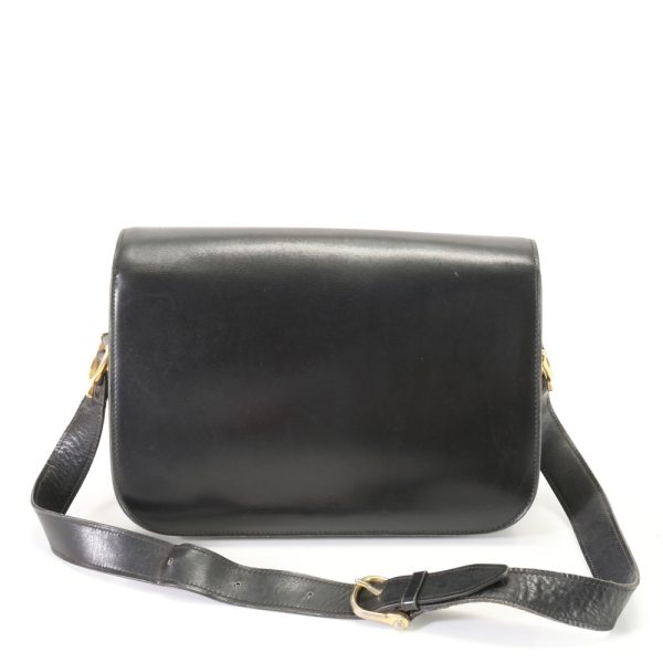 img 01687375 Vintage Celine Horse Carriage Leather Shoulder Bag Black