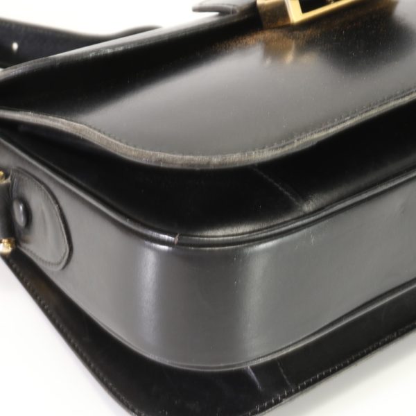 img 01687376 Vintage Celine Horse Carriage Leather Shoulder Bag Black