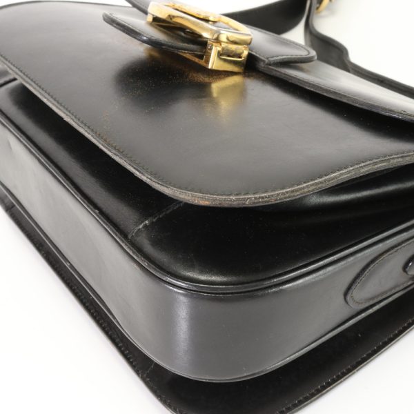 img 01687378 Vintage Celine Horse Carriage Leather Shoulder Bag Black