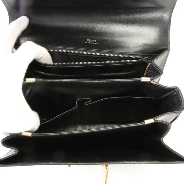 img 01687383 Vintage Celine Horse Carriage Leather Shoulder Bag Black