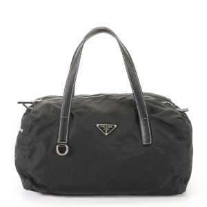 img 01687846 Prada Logo Handbag 2way Shoulder Bag Leather Black