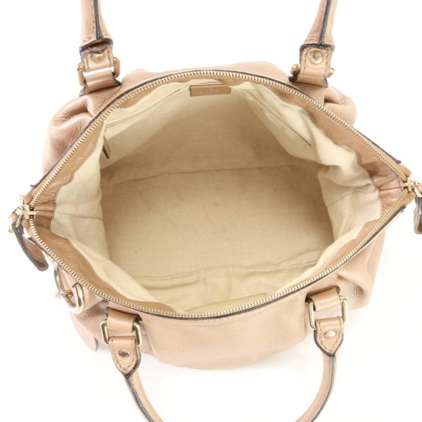 img 01688448 Gucci Sookie Leather Tote Bag Shoulder Beige