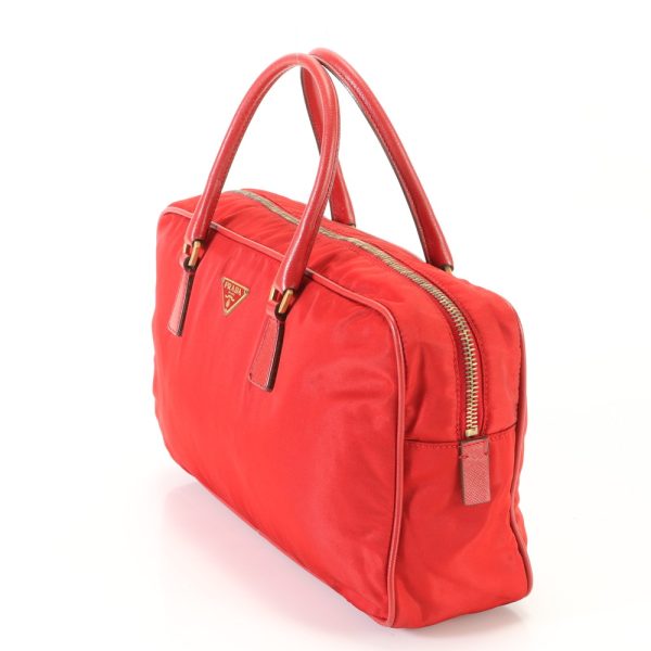 img 01688549 Prada Handbag Tessuto Nylon Leather Red