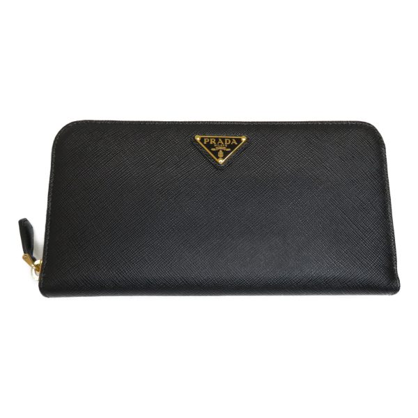 img 0501 Prada Saffiano Triangolo Zip Wallet Black