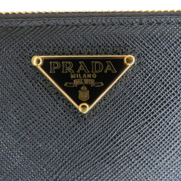 img 0504 Prada Saffiano Triangolo Zip Wallet Black