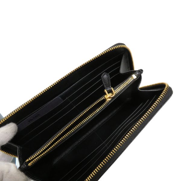 img 0505 Prada Saffiano Triangolo Zip Wallet Black