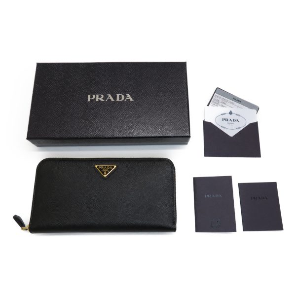 img 0506 Prada Saffiano Triangolo Zip Wallet Black