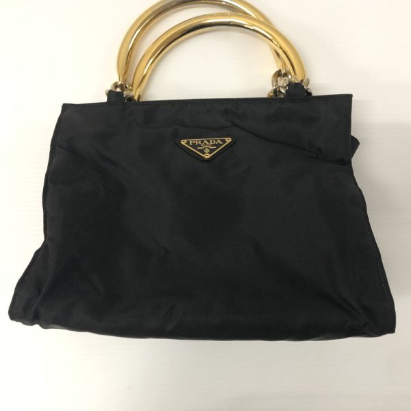 img 5825 Prada Tessuto Nylon Metal Handle Handbag Black