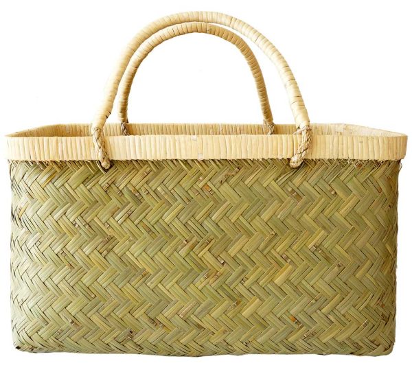 imgrc0078195418 Green Bamboo Market Basket Medium