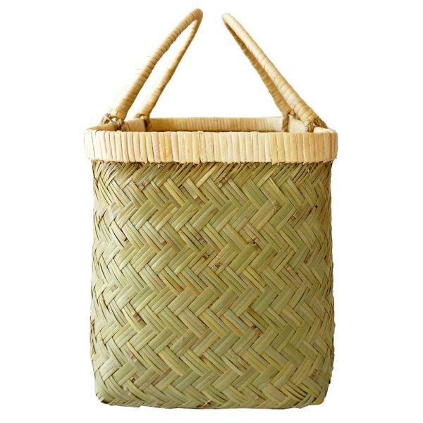 imgrc0078195419 Green Bamboo Market Basket Medium