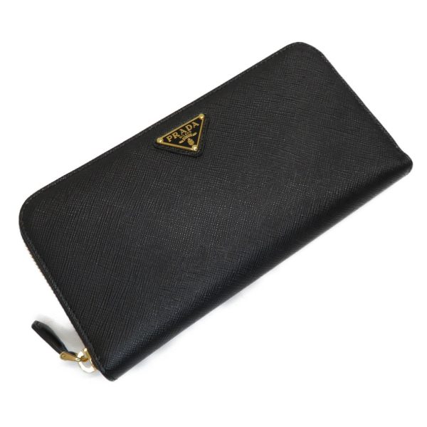 imgrc0079436440 Prada Saffiano Triangolo Zip Wallet Black