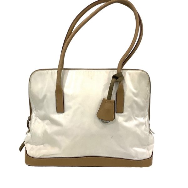 imgrc0081863448 Prada Nylon Leather Handbag White Beige