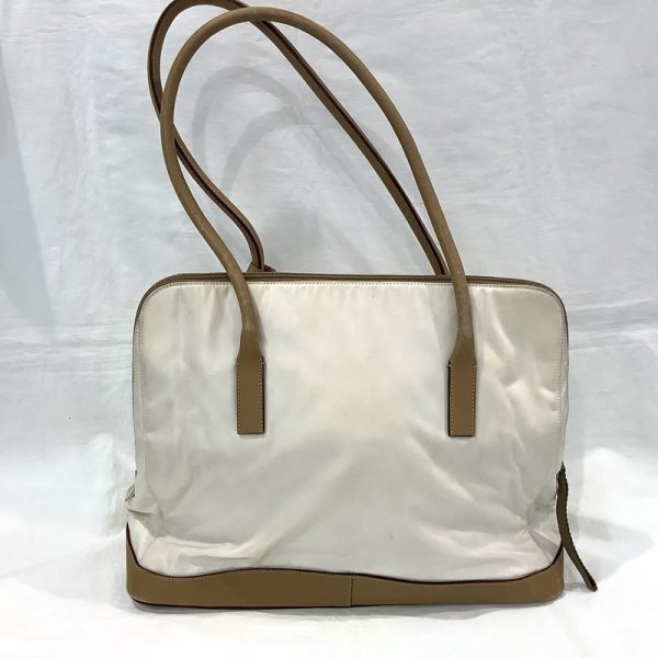 imgrc0081863449 Prada Nylon Leather Handbag White Beige