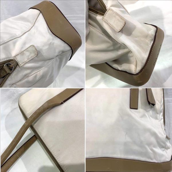 imgrc0081863455 Prada Nylon Leather Handbag White Beige