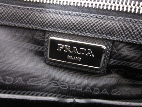 imgrc0082243664 Prada Handbag Briefcase Business Bag Nylon Leather Saffiano Black Gray