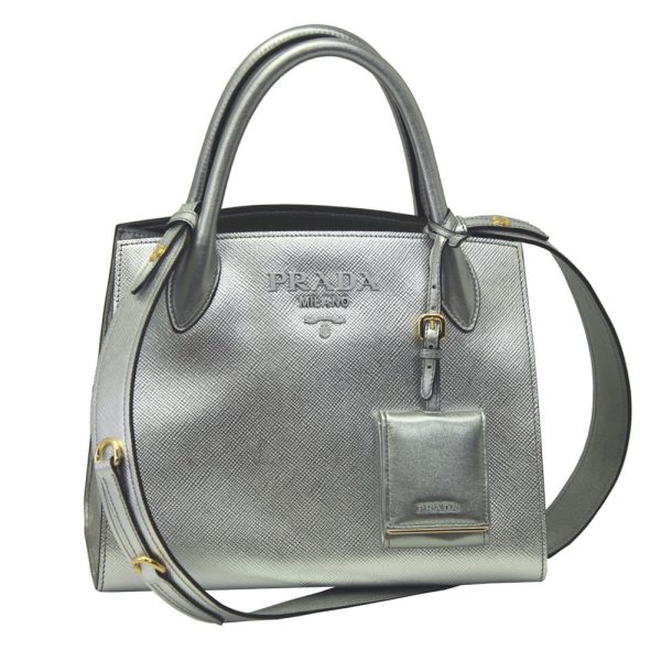 imgrc0084330124 Prada Monochrome 2way Tote Shoulder Bag Silver