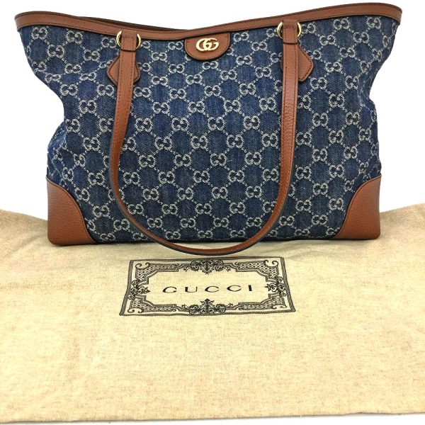 imgrc0084447743 Gucci Denim Tote Shoulder Bag Navy